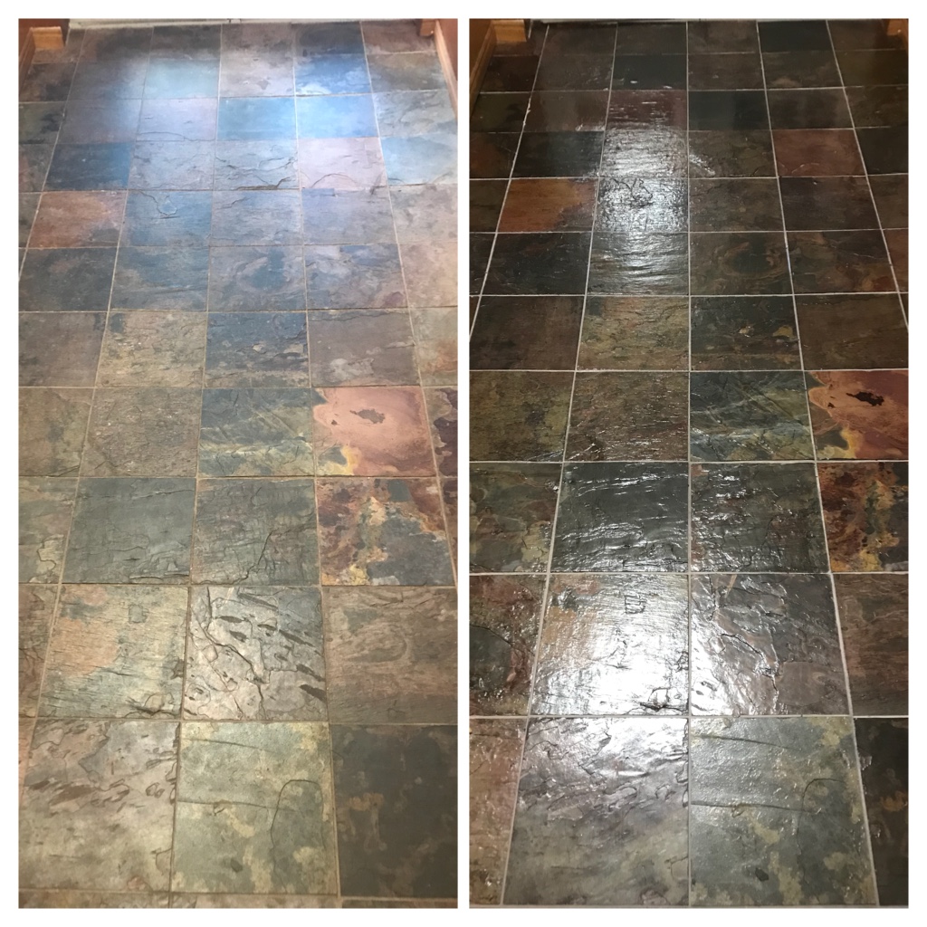 Slate tile and grout restoration & sealing Hamilton